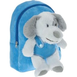 Rucsac plus pentru copii cu jucarie catelus albastru