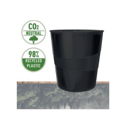 Accesorii birotica Cos hartie plastic partial reciclat si reciclabil negru 15 L Leitz Recycle Cos hartie plastic negru 15 L Leitz Recycle