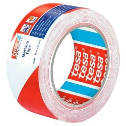 Accesorii birotica Banda adeziva marcare alb rosu PVC 50 mm x 33 m
