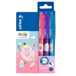Set rollere cu cerneala Pilot Frixion Ball Fancy 0.7 mm 3 buc roz, bleu si violet