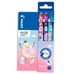 Set rollere cu cerneala Pilot Frixion Clicker Fancy 0.7 mm 3 buc roz, bleu si violet