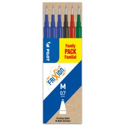 Set 6 rezerve roller Frixion Ball Pilot 0.7 mm culori diverse