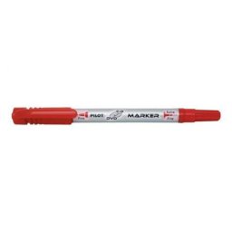 Marker permanent pentru CD/DVD Pilot Twin diverse culori varf dublu rosu
