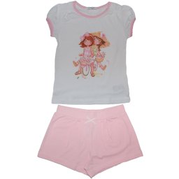 Pijama cu tricou si pantaloni scurti (3737), alb/roz, mayoral, 116 cm / 6 ani