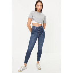 Trendyol Dark Blue Vintage High Waist Skinny Jeans