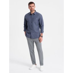 Ombre Men's chino pants with elastic waistband SLIM FIT - grey