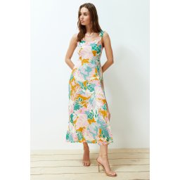 Trendyol Multicolor Floral Print A-line 100% Viscous Midi Woven Dress