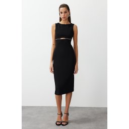 Trendyol Black Window/Cut Out Detailed Shiny Stone Woven Elegant Evening Dress