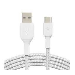 Cablu De Date\Incarcare Belkin USB-A to USB-C Braided 3M Alb