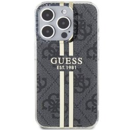 Husa Guess IML 4G Gold Stripe compatibila cu iPhone 15 Pro Max, Negru