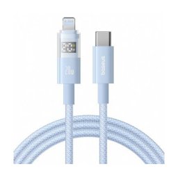 Cablu Date si Incarcare Baseus USB-C - Lightning Display 2 20W 1m Albastru