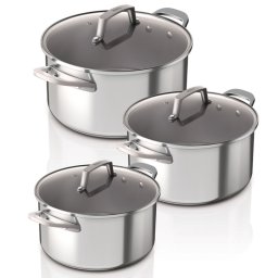 Set de oale Ninja Foodi C63000DE, 6 piese, Otel inoxidabil, Potrivite cuptor pana la 260°C, Fara PFOA si cadmiu, fund gros, Inductie, Inox