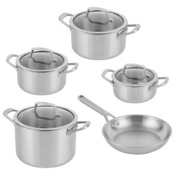Set de oale si tigaie Ninja EverClad C95000DE, 5 piese, Otel inoxidabil, Potrivite si pentru cuptor pana la 315°C, Inductie, Fara PFAS, Inox