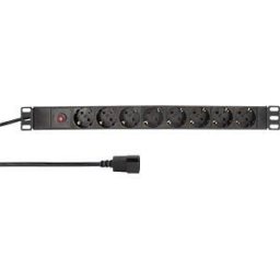 Prelungitor PDU LOGILINK 1U pt. rack 19 inch, 8 prize Schuko, intrare IEC, max 10 A, breaker, protectie la supratensiune, 3 m, "PDU8C03" (timbru verde 0.8 lei)