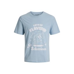 Jack & Jones Tricou barbati la baza gatului, din bumbac, Regular Fit, JJFUNNY FRUIT, Albastru deschis (SELECTATI MARIMEA: L)