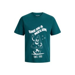 Jack & Jones Tricou barbati la baza gatului, din bumbac, Regular Fit, JJFUNNY FRUIT, Verde inchis (SELECTATI MARIMEA: S)
