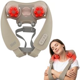 Aparat de masaj cervical iHunt SPA SmartNeck Air 3D, Electrostimulare EMS TENS, Compresie inteligenta, Functie incalzire, Portabil, Reincarcabil