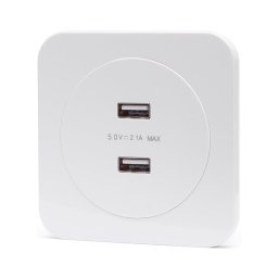 Aigostar - priză USB de perete cu ramă, 2x USB-A, albă