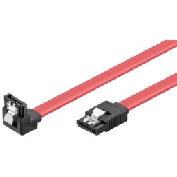 Cablu de Date SATA 6 Gb/s, SATA 7pini Tata - SATA 7pini Tata Cotit, Rosu, 0.5m, Goobay