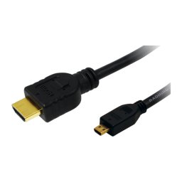 CABLU video LOGILINK, micro(D) HDMI (T) la HDMI (T) 1.4, 1.5m, conectori auriti, rezolutie maxima 4K (3840 x 2160) la 30 Hz, plastic, dublu ecranaj, negru