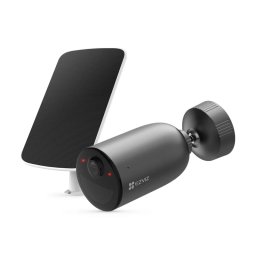 Camera de supraveghere exterior Ezviz EB3 cu panou solar F, Wi-Fi, baterie 5200 mAh, Smart IR 30 M,Type-C, Detectarea miscarii umane, Lumina stroboscopica, Alerte vocale personalizabile, card MicroSD de pana la 256 GB si stocare in Ezviz CloudPlay
