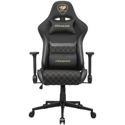 Scaun gaming Cougar, Armor One V2 Gold F, piele PVC, reglabil, cotiere rabatabile 4D, suporta 120 Kg, Negru