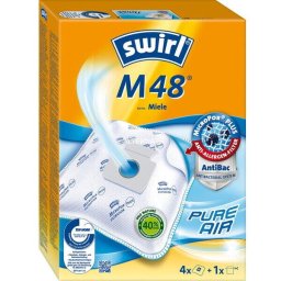 Set saci de filtrare premium pentru aspiratoare, Melitta Swirl M48 AirSpace MicroPor Plus AntiBac Green, 4 saci + 1 filtru, pentru Miele Seriile 125-138, marimea B