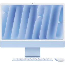 Sistem desktop All In One, Apple iMAC 24 inch, Retina 4.5K, procesor Apple M4, 10 nuclee CPU, 10 nuclee GPU, 24GB RAM, 1TB SSD, Mac OS, Albastru