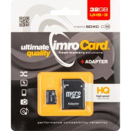 Card Memorie microSDHC Imro, 32 GB, Clasa 10 / UHS-1 U3, Cu Adaptor