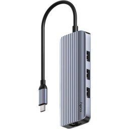 Hub USB CUDY UH606, 6-IN-1, USB-C Hub, 4K@60Hz HDMI, USB-A 3.0, Gigabit Ethernet