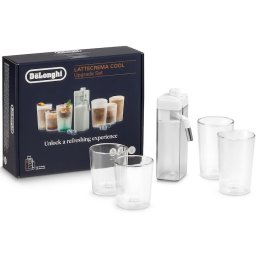 Set De'Longhi DLSC032 LatteCrema Cool, pentru preparare bauturi cu spuma de lapte rece, compatibil cu espressoarele Rivelia, include carafa LatteCrema Cool, 2 x pahare termice de 400 ml, 2 x pahare termice de 480 ml