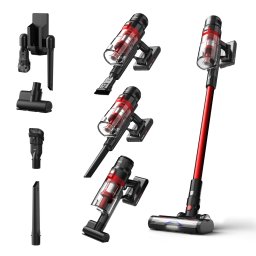Aspirator vertical fara fir 2 in 1 Samus Hurricane 2, 600 W, Negru-Rosu