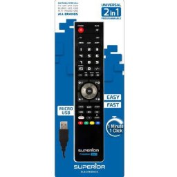 Telecomanda Universala Superior 2in1 Programabila Simultan pentru TV DVD Satelit si AUX Conectare PC prin USB Cablu Inclus Baterii 2x AAA Neincluse Negru