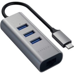 Hub USB-C 3x USB 3.0 Ethernet Gri spatial