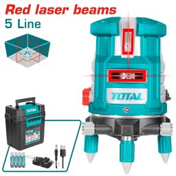 Nivela Laser TOTAL Industrial, 30 m, 5 linii , Plumb, Cutie Plastic