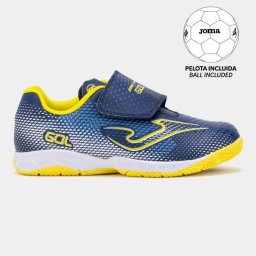 Pachet Ghete Futsal Copii JOMA Gol JR Indoor + Minge Fotbal - Navy/Turcoaz, 35