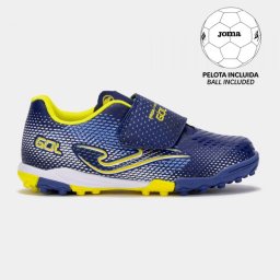 Pachet Ghete Fotbal Copii JOMA Gol JR Turf + Minge Fotbal - Navy/Turcoaz, 33