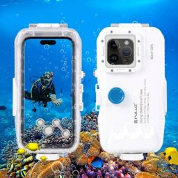 Husa Subacvatica PULUZ PU9116W pentru iPhone 15 Plus / 15 Pro Max / 14 Plus / 14 Pro Max / 13 Pro Max / 12 Pro Max / 11 Pro Max Alb