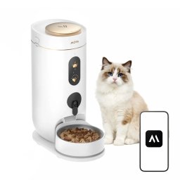 Distribuitor Automat de Hrana MOVA NutriPal 10 Ultra Capacitate 4L Camera HD cu Obiectiv Larg Control prin Aplicatie Wi-Fi Alb