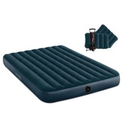 Saltea gonflabila Intex 64765, pentru camping, 2 persoane, 203 x 152 x 25 cm + pompa + 2 perne