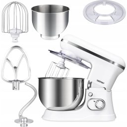 Robot de bucatarie ZKR1350, 1200 W, 6 trepte de viteza, functie Smartmix, pulse, bol inox 5 l, accesorii amestecare, framantare, mixare, carcasa plastic, Alb