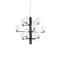 Lustră Copernico 197319, 12 x 3W G9 LED, 4400 lumeni, D:71 cm, metal negru, sticla albă
