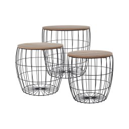 Set de 3 măsuțe de cafea BRISO Ø 31/38/42,5 cm, maro/negru