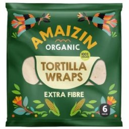 Set 2 x Tortilla Bio din Faina de Grau Integral, 6 Bucati x 240 g, Amaizin