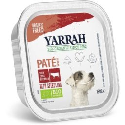 Set 2 x Hrana Umeda Pate pentru Caini cu Vita si Spirulina Bio, Yarrah, 150 g
