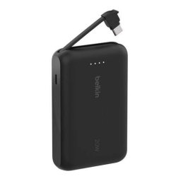 Baterie Externa BELKIN LIMITED 10000 mAh PD 20W Cu Cablu USB-C Integrat Negru