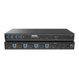 Switcher KVM 4x1, HDMI 4K@60, 18Gbps, HDCP2.3, HDR/HDR10/HDR10+/Dolby Vision, cu RS232 si telecomanda