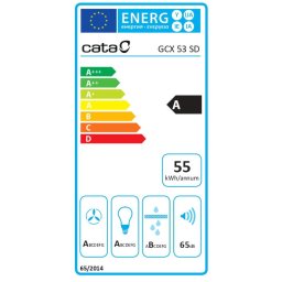 CATA CAMPANA GCX 53 SD Hood, Energy efficiency class A, Width 53 cm, Max extraction power 750 m3/h , LED, Stainless steel/Gray glass
