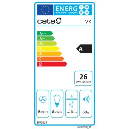 CATA CAMPANA Hood VK 6000 WH, A, Width 60 cm, Max 395 m³/h, LED, White