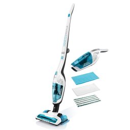 Aspirator vertical 3 in 1, ETA 645390000 Moneto II AQUA PLUS, Autonomia 50 minute, Li-ion 21.6 V, 0.55 l, Alb/Albastru